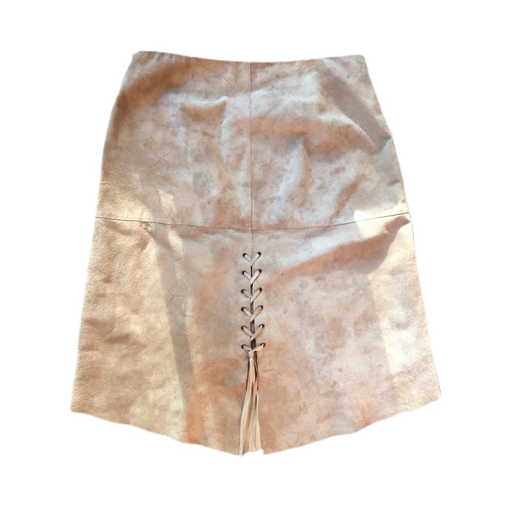 70s inspired suede tie up skirt